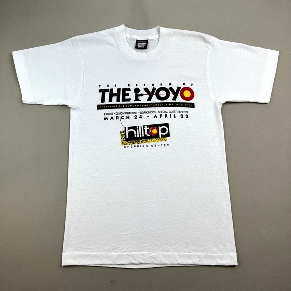 Vintage Yo-Yo Toys T-Shirt Adult Small White Exhibit Collection Made in USA 90s - Picture 1 of 10